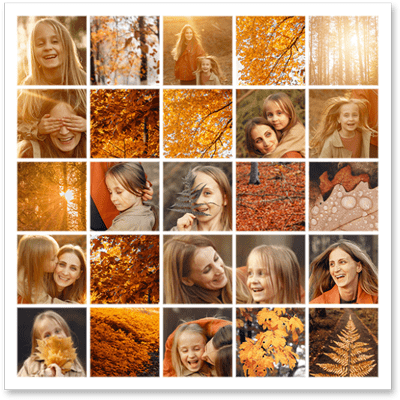 Herbstliche Fotocollage mit 25 Bildern im quadratischen Format