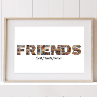 Fotocollage Wort Friends Geschenk Beste Freundin weiss