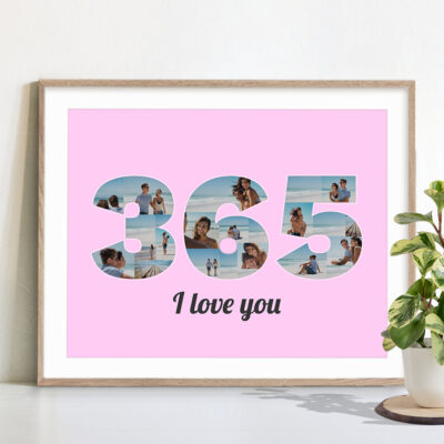 Jahrestaggeschenk Wort Collage 365 rosa