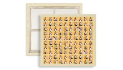 Riesige quadratische Fotocollage mit vielen Bildern auf Leinwand gedruckt