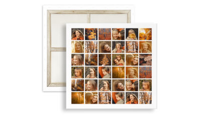 Quadratische Fotocollage mit vielen Bildern auf Leinwand gedruckt