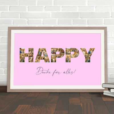 buchstaben collage happy rosa