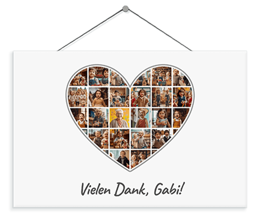 Herz-Collage als Dankeschön für Kindergärtnerin zum Abschied