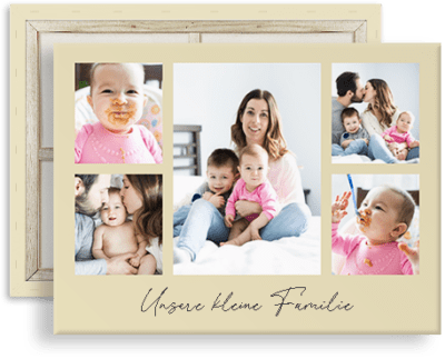 fotocollage babyfotos 5 familienbilder text leinwand