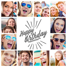 Geburtstagscollage mit 12 Bildern Happy Birthday