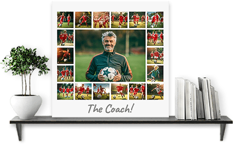 Collage als Abschiedsgeschenk für Fußball Trainer mit 19 Fotos und Widmung