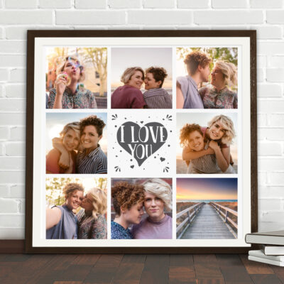 herz fotocollage i love you poster weiss
