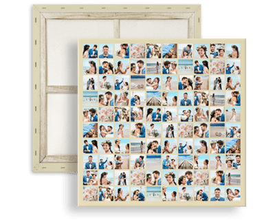 quadratische collage mit 100 bildern leinwand beige