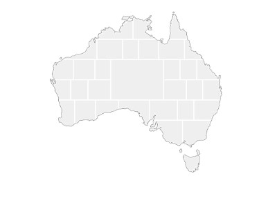 Collagen-Vorlage in Form einer Australien-Karte