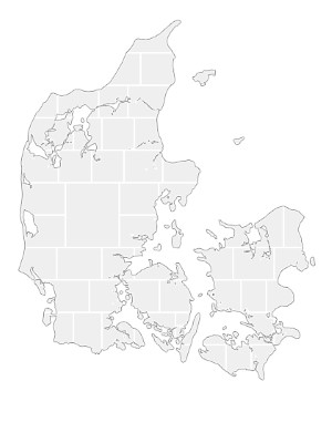 Collagen-Vorlage in Form einer Dänemark-Karte