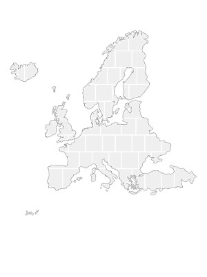 Collagen-Vorlage in Form einer Europa-Karte