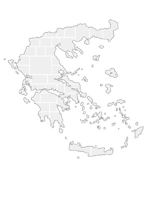 Collagen-Vorlage in Form einer Griechenland-Karte