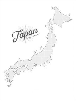 Collagen-Vorlage in Form einer Japan-Karte