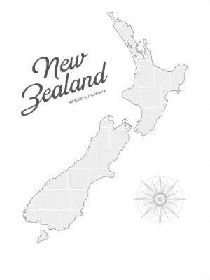 Collagen-Vorlage in Form einer Neuseeland-Karte