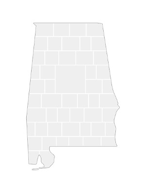 Collagen-Vorlage in Form einer Alabama-Karte