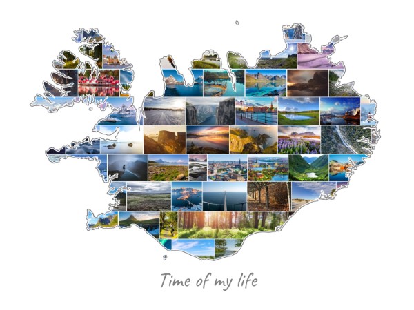 Island-Collage mit eigenen Fotos befüllt