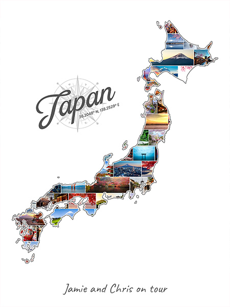 Japan-Collage mit eigenen Fotos befüllt