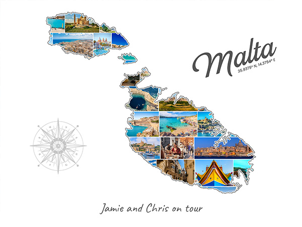 Malta-Collage mit eigenen Fotos befüllt