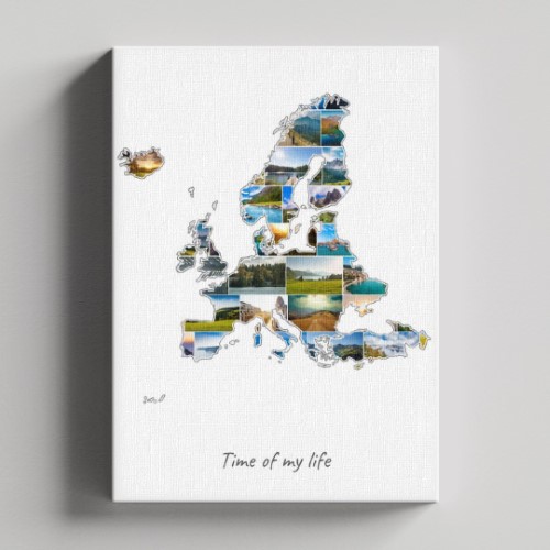 Eine Europa-Collage auf Leinwand und Keilrahmen