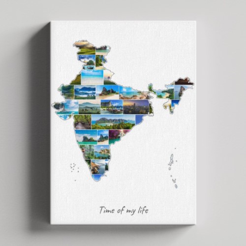 Eine Indien-Collage auf Leinwand und Keilrahmen