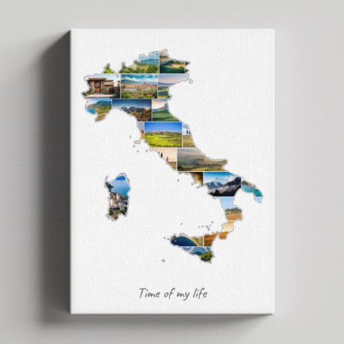 Eine Italien-Collage auf Leinwand und Keilrahmen
