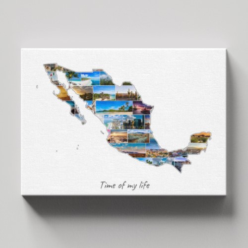 Eine Mexiko-Collage auf Leinwand und Keilrahmen