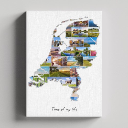 Eine Niederlande-Collage auf Leinwand und Keilrahmen