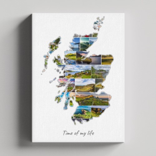 Eine Schottland-Collage auf Leinwand und Keilrahmen