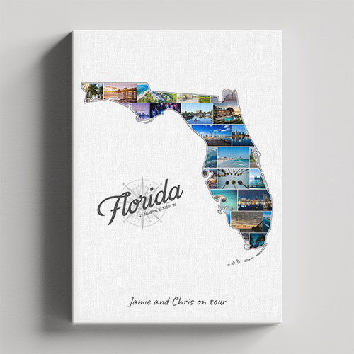 Eine Florida-Collage auf Leinwand und Keilrahmen