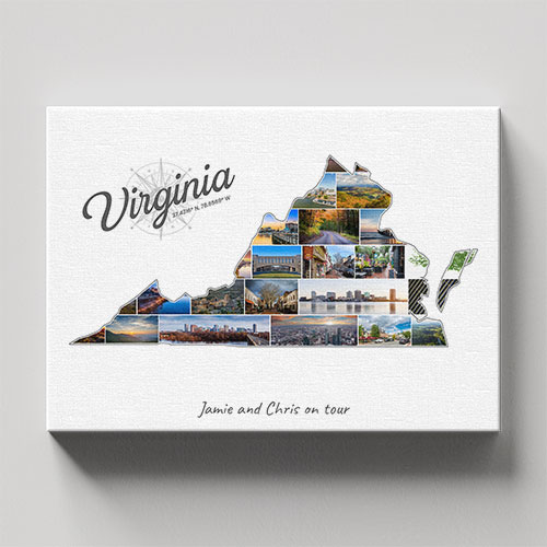 Eine Virginia-Collage auf Leinwand und Keilrahmen