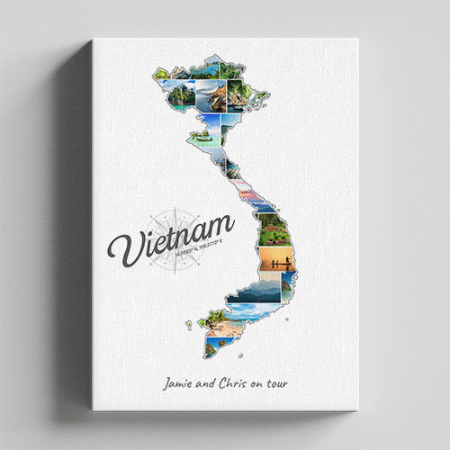 Eine Vietnam-Collage auf Leinwand und Keilrahmen